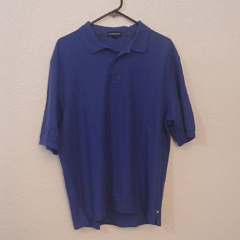 Make Offer Lands' End Men's Blue Polo Shirt